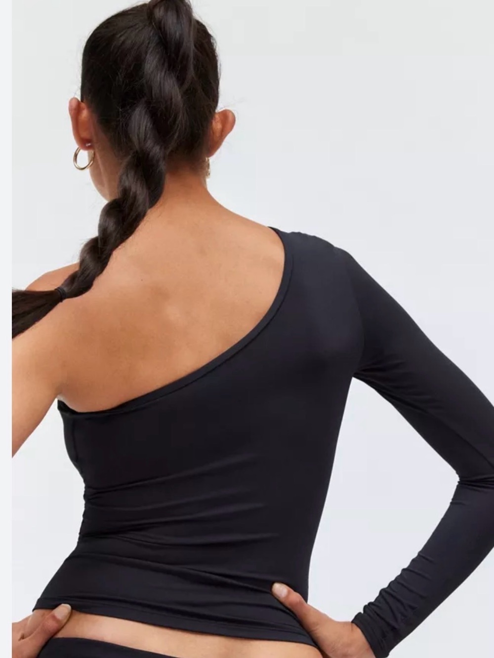 **NWT** Free People Asymmetric One-Shoulder Long Sleeve Top in Black Sz XS/S